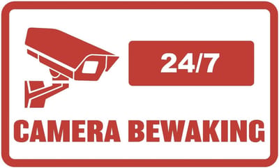 Bewakingsstickers Camera - Cameratoezicht Melding - Veiligheid Verhoging - Waterbestendig Vinyl Materiaal - 40x24 cm - Rood Wit