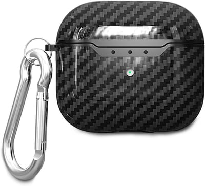 Beschermhoes voor AirPods 4 (2024) met Karabijnhaak - TPU Carbon Look Oplaadcase Cover
