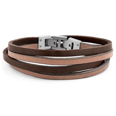 Licht- en Donkergekleurde Roy Dubbele Wikkelarmband met Staal