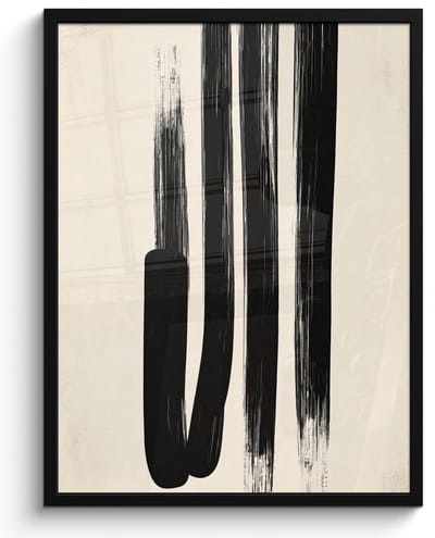 Poster in lijst - Fotolijst 60x80 cm - Posters - Penseelstreken - Verticaal - Zwart - Posterlijst zwart - Decoratie - Wanddecoratie woonkamer - Muurdecoratie slaapkamer