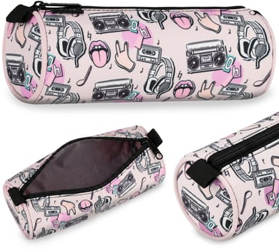 Muziek, schooletui voor meisjes, rond, etui voor schoolspullen 22x8x8cm