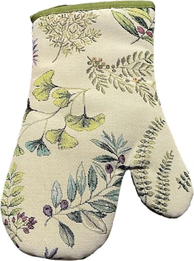 Pannenwant - Pannenlap - Luxe gobelinstof - Green Leaves - Groene Bladeren