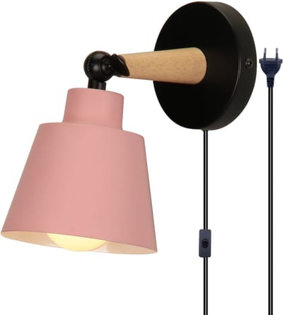 Wandlamp Slaapkamer Moderne Binnenwandlamp Verstelbare met Stekkerschakelaar Wandverlichting Woonkamer Roze