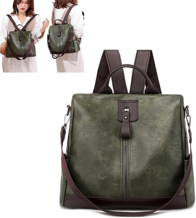 KZQ Dames rugzak van leer waterdicht antidiefstal casual voor school werk en shopping