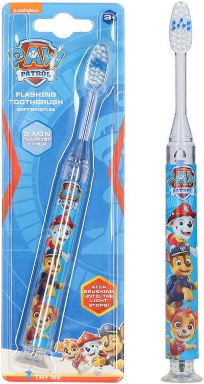 PAW Patrol Tandenborstel met Flashing Timer - Tandverzorging voor Peuter en Kind - Zachte Nylon 610 Borstelharen - Oplaadbaar - Vanaf 3 Jaar - Blauw