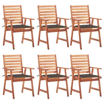 vidaXL - Tuinstoelen - 6 - st - met - kussens - massief - acaciahout