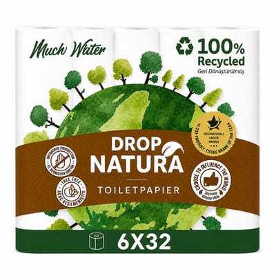 DROP Natura - 6x32 rollen toiletpapier - 192 Rollen - Ultiem comfort WC Papier, Superieure sterkte, Maximale absorptie & Pluisvrij - Voordeelverpakking WC Papier
