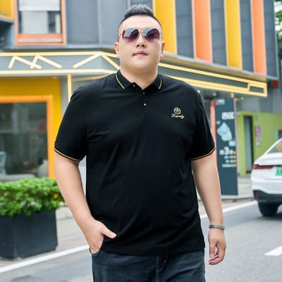 Nieuwe Plus Size Plus Size Heren Zomer Korte Mouw Revers T-shirt Extra Groot Los Zakelijk Poloshirt Zomer 5XL zwart
