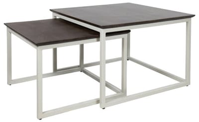 Salontafel Jamaica vierkant set van 2 mangohout - 60x60x40 cm - walnoot