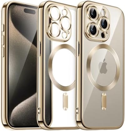 Zachte Doorzichtige Case voor iPhone 15 Pro 6,1-Inch, Camera Lens Volledige Bescherming, Compatibel met MagSafe Draadloos Opladen, Schokbestendige Gegalvaniseerde TPU Hoesje Cover