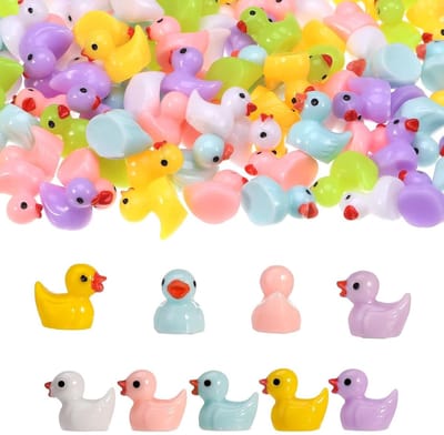 Dailygoods- Eenden Miniatuurfiguren 100 Stuks - Kunsthars - Waterdicht - Micro Landschap Decoratie - Duurzaam - Schattig Uiterlijk