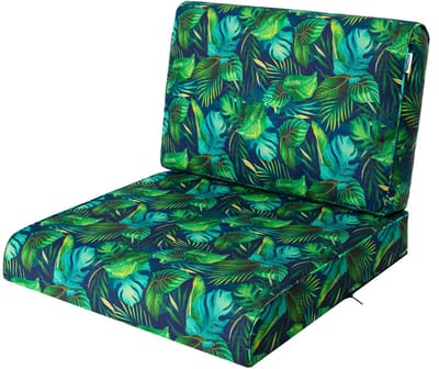 Hobbygarden Tuinkussen Nel Blauwe Bladeren 50x50cm - Geschikt voor oa Wicker tuins-set & Stoelen - Waterafstotend - Uv Bestendig