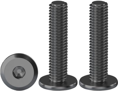 RVS M6 x 25 mm Schroeven - 20 Stuks Platte Kop Zeskant, Zwart, A2 V2A, Halfrond, Voor Meubelverbindingen en Machinebevestigingen