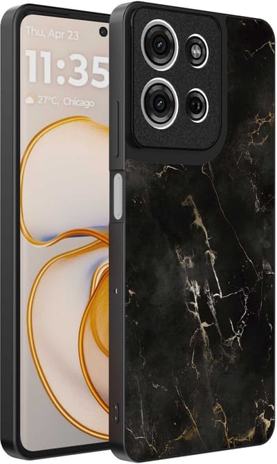 Geschikt voor Motorola Edge 50 Telefoonhoesje met marmer opdruk - TPU backcover case black marble design - Zwart - Smartphonica geschikt voor Motorola Edge 50