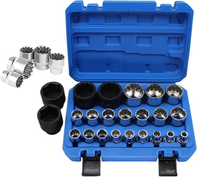 Dopsleutelset - Gereedschapsset voor Autoreparatie - 21-Delige Set - voor Garages en Reparatiewerkplaatsen