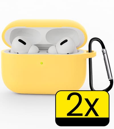 Hoesje Geschikt voor Apple Airpods Pro 3 - Siliconen Hoes met Clip - Silicone Case Cover - Geel