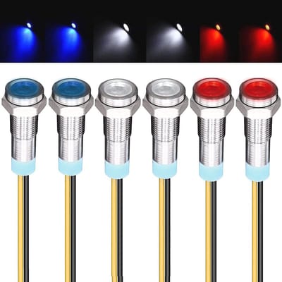 6mm LED Paneel Indicator Lampjes - Rood, Blauw, Wit - 220V-230V Pilot Dash Waarschuwingslampen