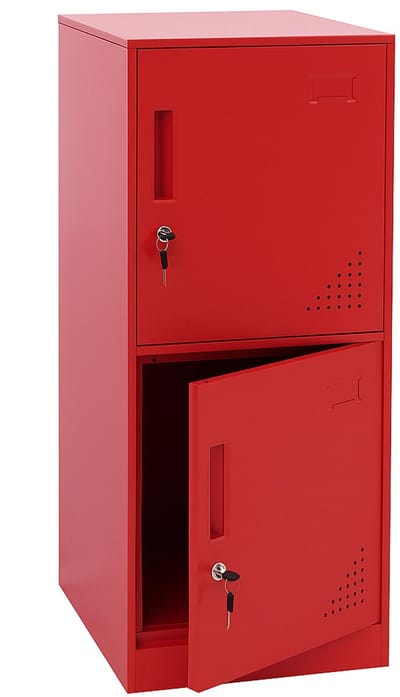 Kluis MCW-P63, kluisje Kluisje Kluisje 2 deuren, 90x38x45cm Staal ~ rood