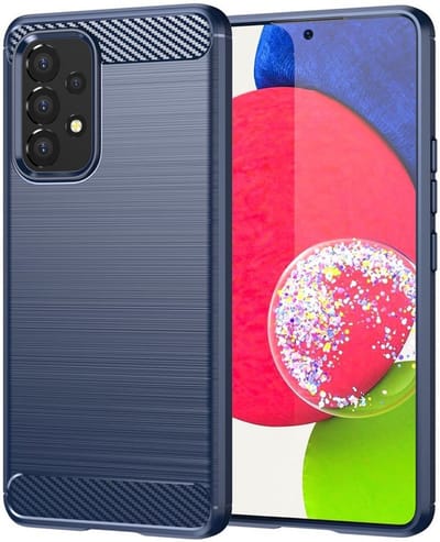 Geborsteld TPU Hoesje Geschikt voor Samsung Galaxy A53 | Beschermhoes | Back Cover | Flexibel TPU | Stijlvol Carbon | Dun | Blauw