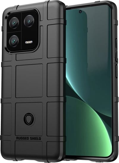MobyDefend Hoesje - Geschikt voor Xiaomi 13 Pro - Rugged Shield TPU Backcover - Zwart