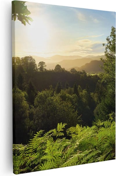 Artaza Canvas Schilderij Landschap - 80x100 cm - Groot - Wanddecoratie Bos - Muurdecoratie Natuur - Canvas Schilderijen Woonkamer