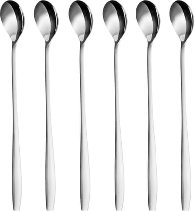 GELLDG 6 Stuks Dessertlepel - Lange Lepels voor Desserts en Cocktails - 22x3,5 cm - Geschikt voor Dagelijks Gebruik en Feestelijke Gelegenheden - Roestvrijstaal - Spülmaschinengeeignet