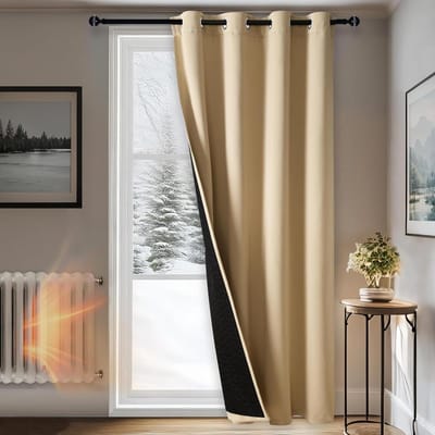 Thermo Verduisteringsgordijnen - Dubbellaags Gordijn - Isolatie Kamer - Ruimte Verdeler - 132x160 cm - Beige