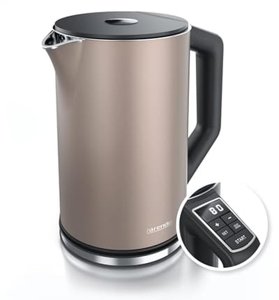 Roestvrijstalen waterkoker met temperatuurinstelling 40-100 graden - Doublwandig design - 1,5 liter - 2200 W - Theekoker met temperatuurweergave