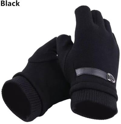 Vingerloze Winterhandschoenen Heren Dames – Gebreide Thermische Halve Vinger Handschoenen Warm Volwassenen Wanten Tegen Kou – Maat L