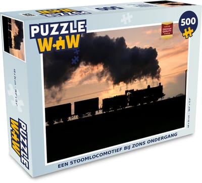 Puzzel Een stoomlocomotief bij zonsondergang - Legpuzzel - Puzzel 500 stukjes