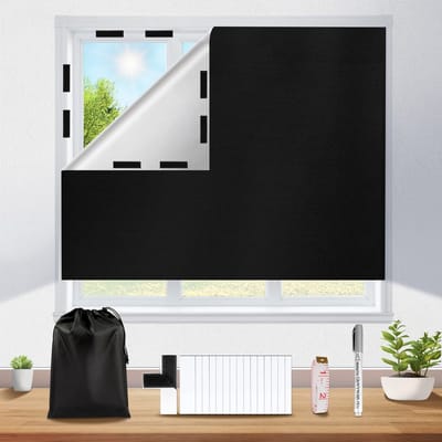 Dailygoods- Verduisteringsfolie 200 x 148 cm - Verduisterend - Zonwering - Raam - Thermofolie - 100% Ondoorzichtig - Klittenbandsluiting - Rolgordijn