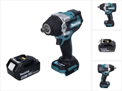 Makita DTW 701 G1 accu slagmoersleutel 18 V 700 Nm 1/2" XPT Borstelloos + 1x oplaadbare accu 6.0 Ah - zonder oplader