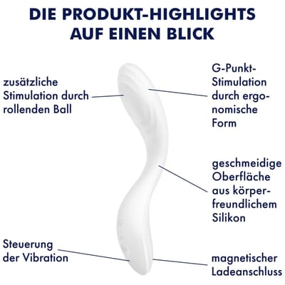 Satisyfer, g-spot-vibrator, 'Rrrolling Pleasure', 22 cm, 2 in 1: Vibratie- en stimulatieballetje