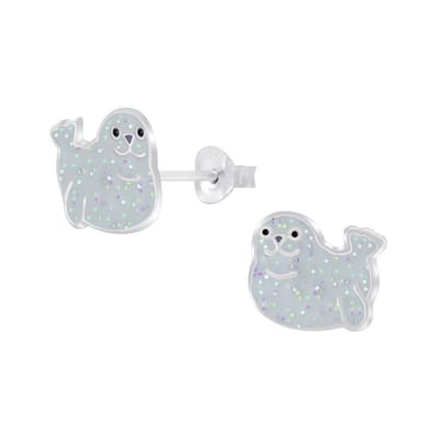 WeLoveSilver - zilveren oorbellen kinderen - zeehond design