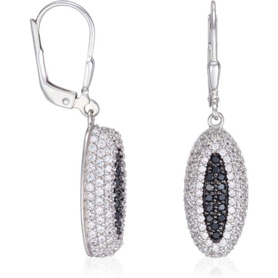 Orphelia Oorhanger Black & White Pave Zirconium Sterling Zilver 925
