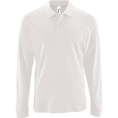 SOLS Heren Perfecte Lange Mouw Pique Polo Shirt (Wit)