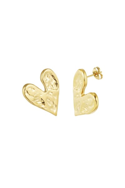 Oorbellen my love - Hartjes oorbel - Oorbellen dames - Oorstekers - Goudkleurig - Stainless steel - Cadeau - Sieraden voor dames