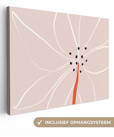 Canvas schilderij 40x30 cm - Wanddecoratie Bloemen - Abstract - Pastel - Muurdecoratie woonkamer - Slaapkamer decoratie - Kamer accessoires - Schilderijen op canvas
