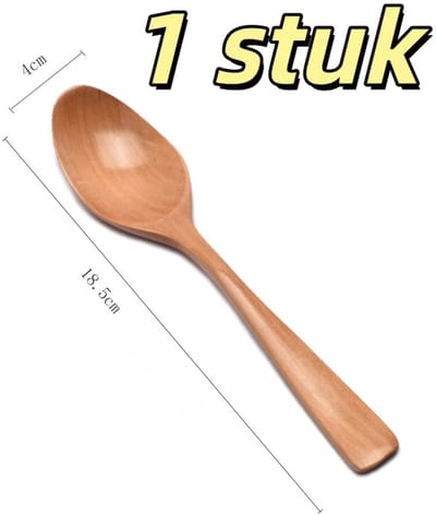 1 stuk - Houten lepel - Huishoudelijk - Voor soepen en desserts - Hout - Geschikt voor keukens en eetkamers - 18,5 x 4 cm - Natuurlijke houtkleur