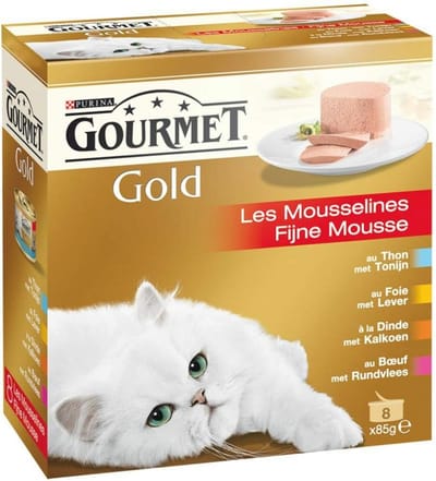 Zachte Mousse Kattenvoer met Tonijn, Lever, Kalkoen en Rund - 48 Blikjes van 85g