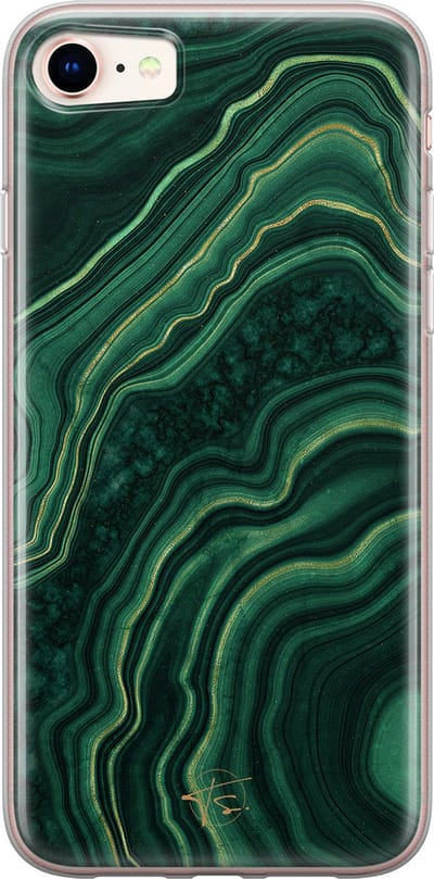 Hoesje geschikt voor iPhone 8 - Agate groen - Soft Case - TPU - Print - Groen - Mooie Telefoonhoesjes