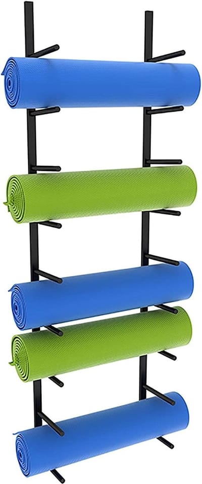 Yogamat Opbergrek - Fitness Organizer - Sportuitrusting Opbergen - Stevige Koolstofstaal Constructie - 155 cm Hoogte - Zwart