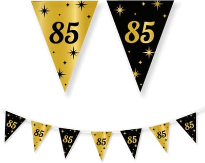 Thijox - 85 Jaar Slinger - Goud/Zwart - Luxe Vlaggenlijn Verjaardag Decoratie - Feest Versiering - Hangdecoratie 10m voor Feestelijke Gelegenheden