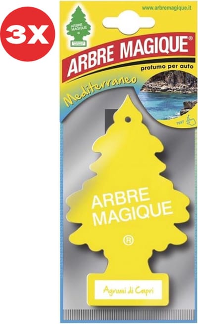3 stuks Citrusvrucht Arbre Magique Geurboom luchtverfrisser voor in de auto Agrumi Di Capri – Car Parfum – Geurboompje – Geurbooster – Wonderboom – Geurverfrisser – Nieuwe Auto – Autogeur – Autoparfum – Geurblad