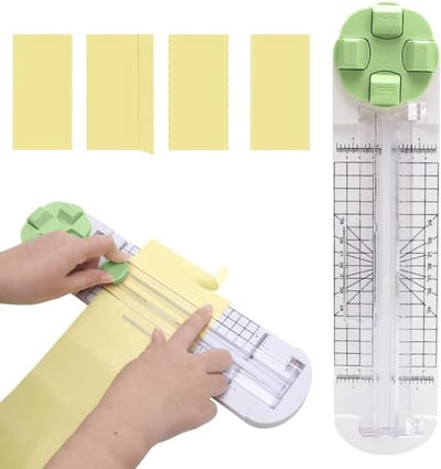 4-in-1 Papier Snijder voor Scrapbooking, Foto's en Etiquetten met Rechthoekige, Golf- en Perforatie Snijbladen