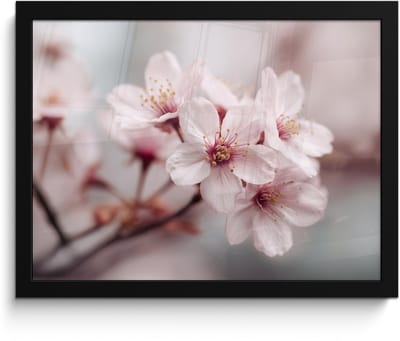 Poster in lijst - Fotolijst 40x30 cm - Posters - Bloesems - Meeldraden - Geel - Wazig - Posterlijst zwart - Decoratie - Wanddecoratie woonkamer - Muurdecoratie slaapkamer