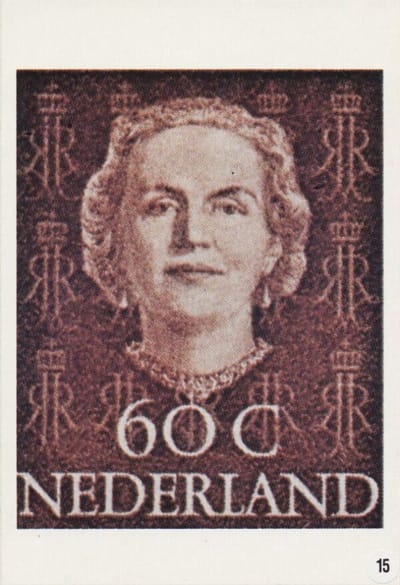 Briefkaart met afbeelding Koningin Juliana postzegel