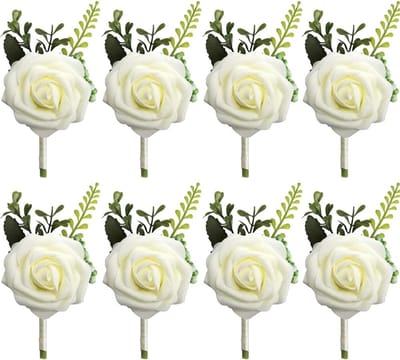 8 Stuks Rozen Corsages voor Bruiloft - Bruidegom, Bruidsmeisjes en Gasten