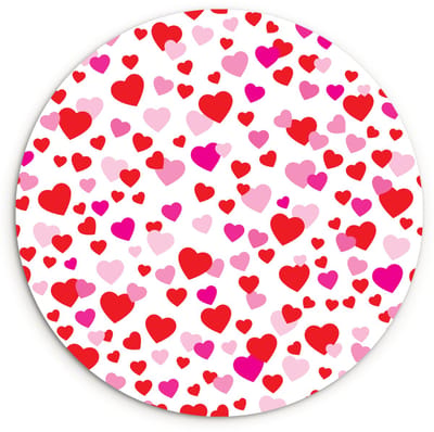 WallCircle® Wandcirkel 30x30 cm - Muurcirkel Een illustratie met kleurrijke hartjes - Muurdecoratie woonkamer - Wanddecoratie slaapkamer - Kamer decoratie accessoires - Ronde schilderijen