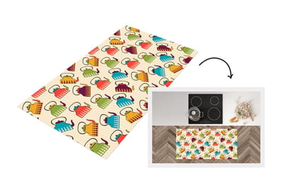 Keukenloper 120x60 cm - Keukenmat vinyl Design - Retro - Theepot - Kleuren - Keukenmatten loper - Keuken vloerkleed tapijt